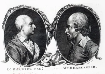 David Garrick and Shakespeare, engraved by J. Miller